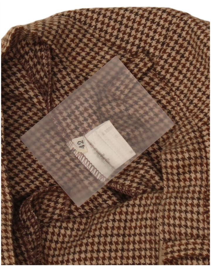 Vintage γυναικείο παντελόνι Capri IT 42 Medium W26 Καφέ μαλλί Houndstooth