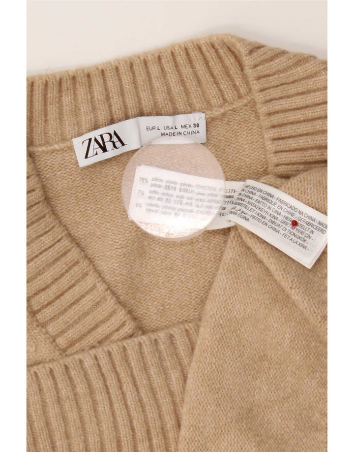 Zara Γυναικείο Γιλέκο Tank Top UK 16 Large Beige Polyester