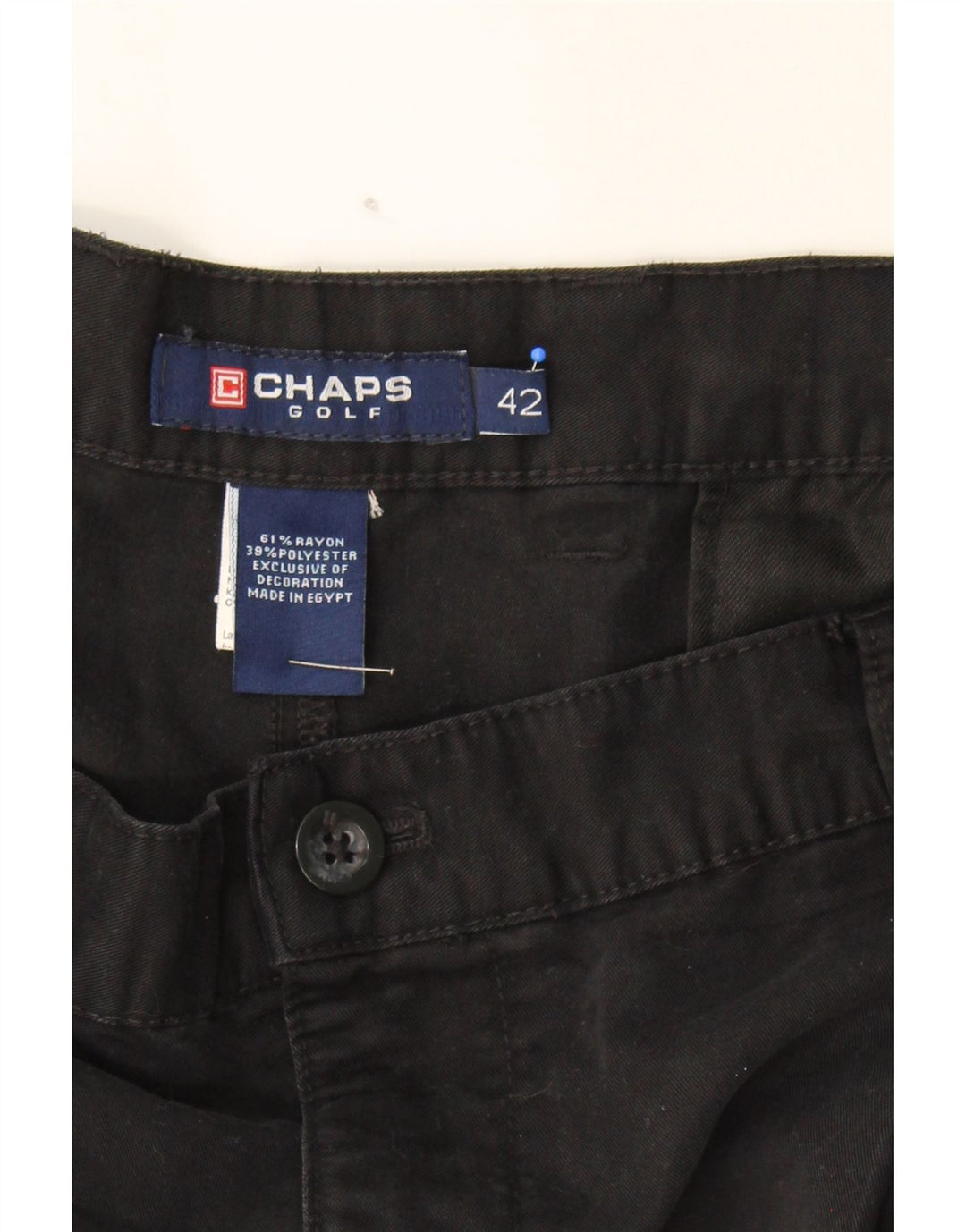 CHAPS Mens Pegged Chino Shorts W42 2XL Black Rayon Vintage Chaps and Second-Hand Chaps from Messina Hembry 