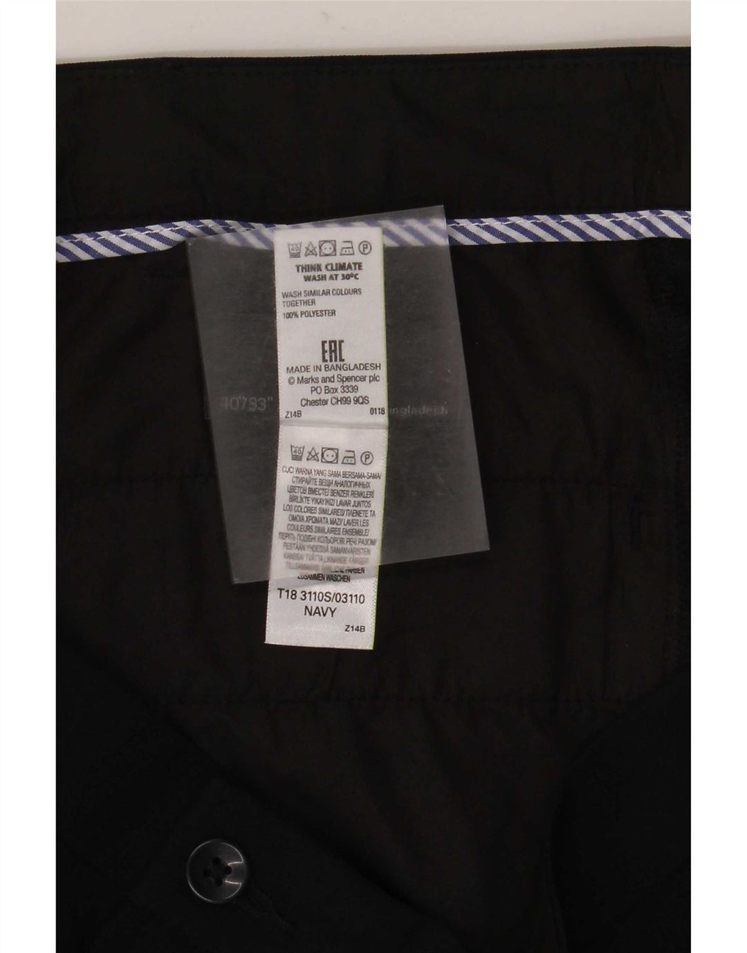 Ανδρικό παντελόνι Chino Marks & Spencer W40 L33 Navy Blue Polyester
