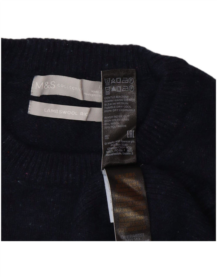 Marks & Spencer Γυναικείο πουλόβερ με λαιμόκοψη UK 12 Medium Navy Blue Wool