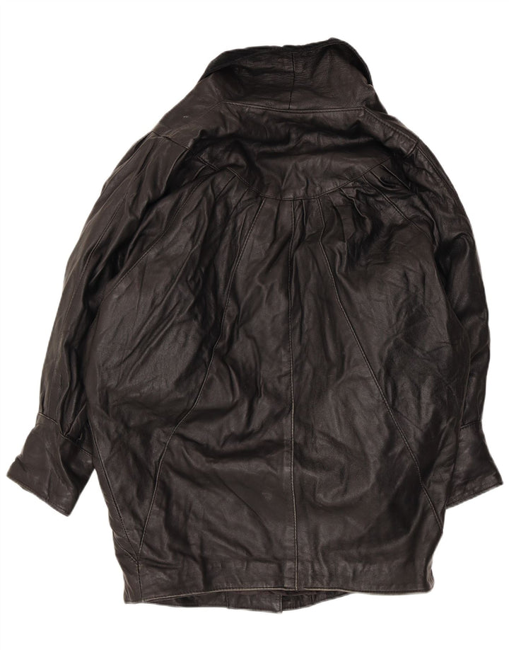 Vintage Γυναικείο Δερμάτινο Παλτό UK 16 Large Μαύρο