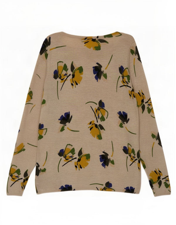 Marks & Spencer Γυναικείο πουλόβερ με λαιμόκαυστο UK 12 Medium Beige Floral