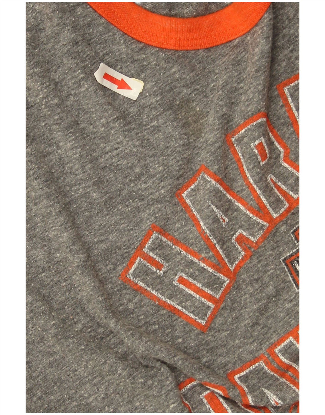 Harley Davidson Γυναικεία γραφικά τοπ 3/4 μανίκια UK 16 Large Grey Colourblock