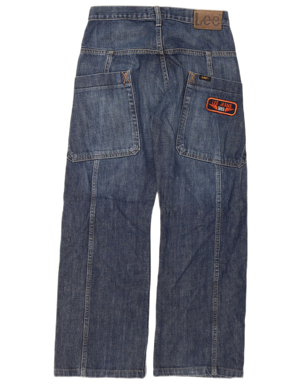 Lee Boys Spencer Wide Leg Jeans 11-12 ετών W28 L27 Navy Blue Cotton