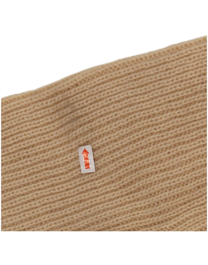 VINTAGE Γυναικείο πουλόβερ με ρολό λαιμόκοψη UK 12 Ακρυλικό μεσαίο μπεζ ριγέ