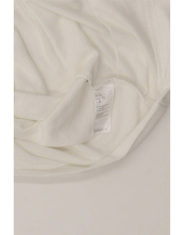 Γυναικείο T-Shirt Topshop Crop Top UK 12 Medium White Polyester