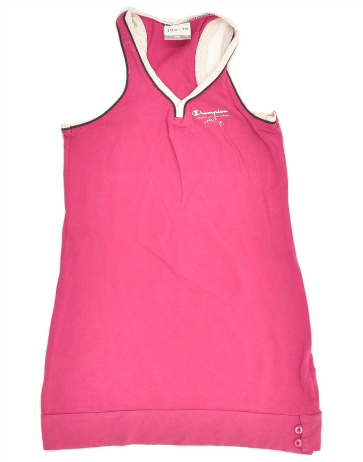 CHAMPION Girls Sleeveless T-Shirt Dress 9-10 Years Medium Pink Cotton | Vintage Champion | Thrift | Second-Hand Champion | Used Clothing | Messina Hembry 