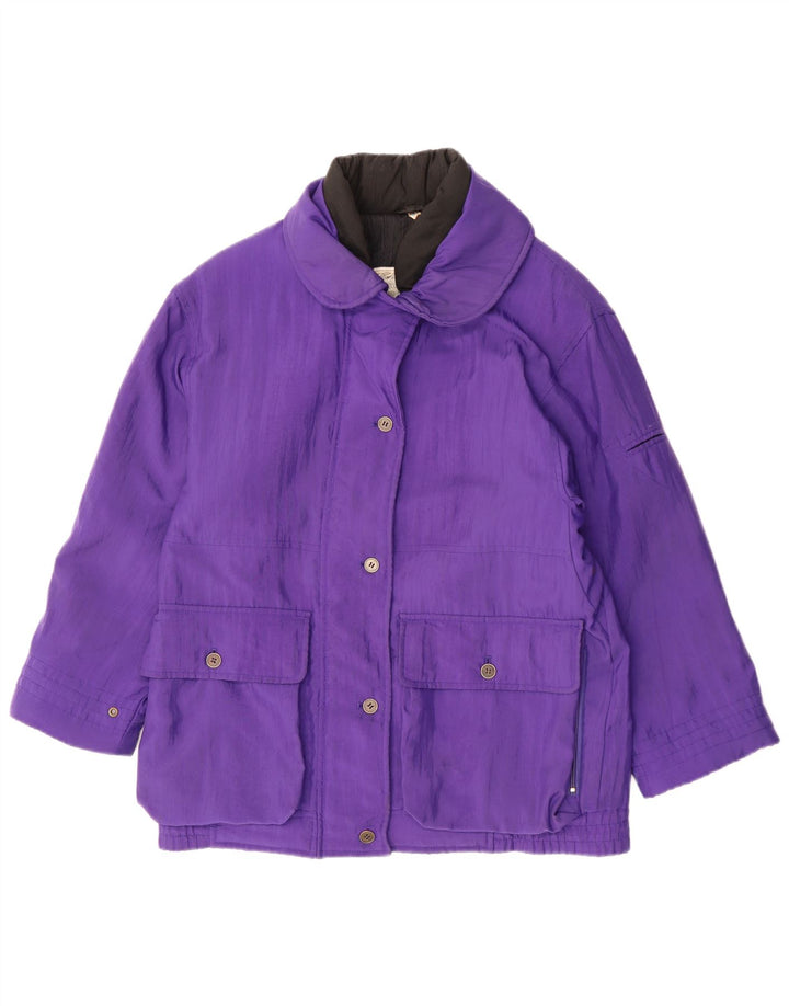 Vintage γυναικείο υπερμεγέθη μπουφάν σκι UK 8 Small Purple Polyamide Retro