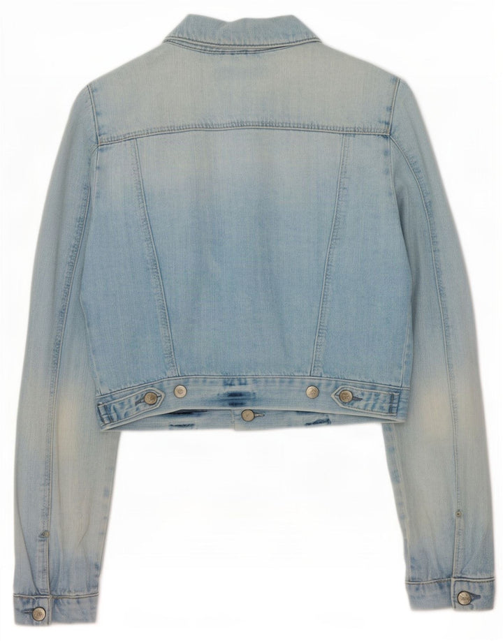 Moto Γυναικείο Crop Τζιν Μπουφάν UK 12 Medium Blue Cotton