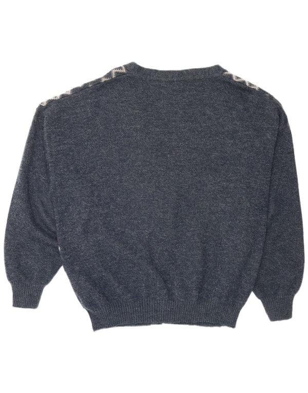 CANDA Ανδρικό πουλόβερ ζακέτα Loose Fit 2XL Navy Blue Argyle/Diamond Acrylic