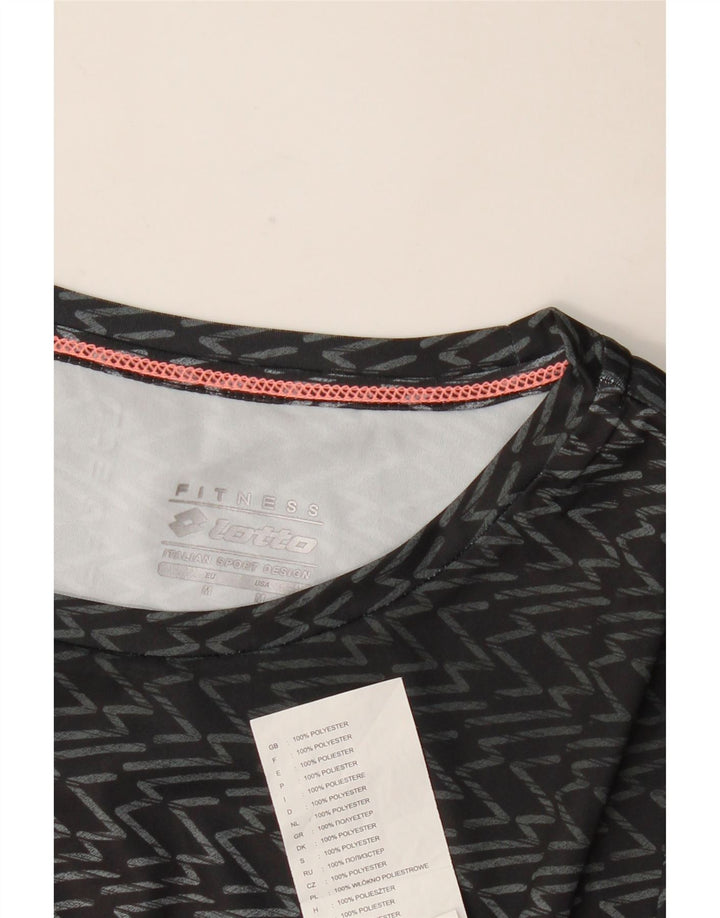 Γυναικείο T-Shirt Lotto Top UK 12 Medium Black Chevron Polyester