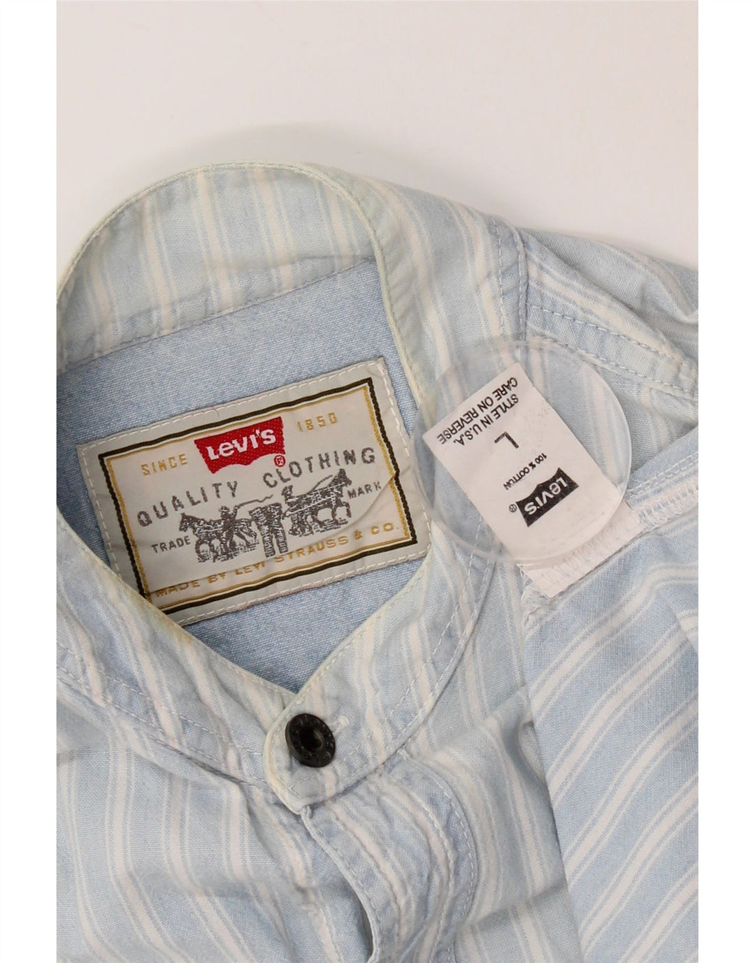 Ανδρικό κοντομάνικο πουκάμισο Levi's μεγάλο μπλε ριγέ βαμβακερό