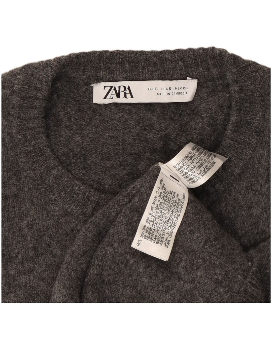 Zara Γυναικεία Ζακέτα πουλόβερ UK 10 Small Grey Wool