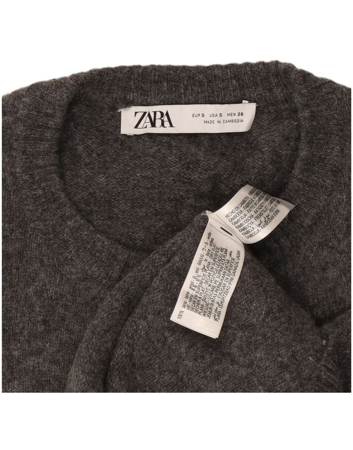 Zara Γυναικεία Ζακέτα πουλόβερ UK 10 Small Grey Wool