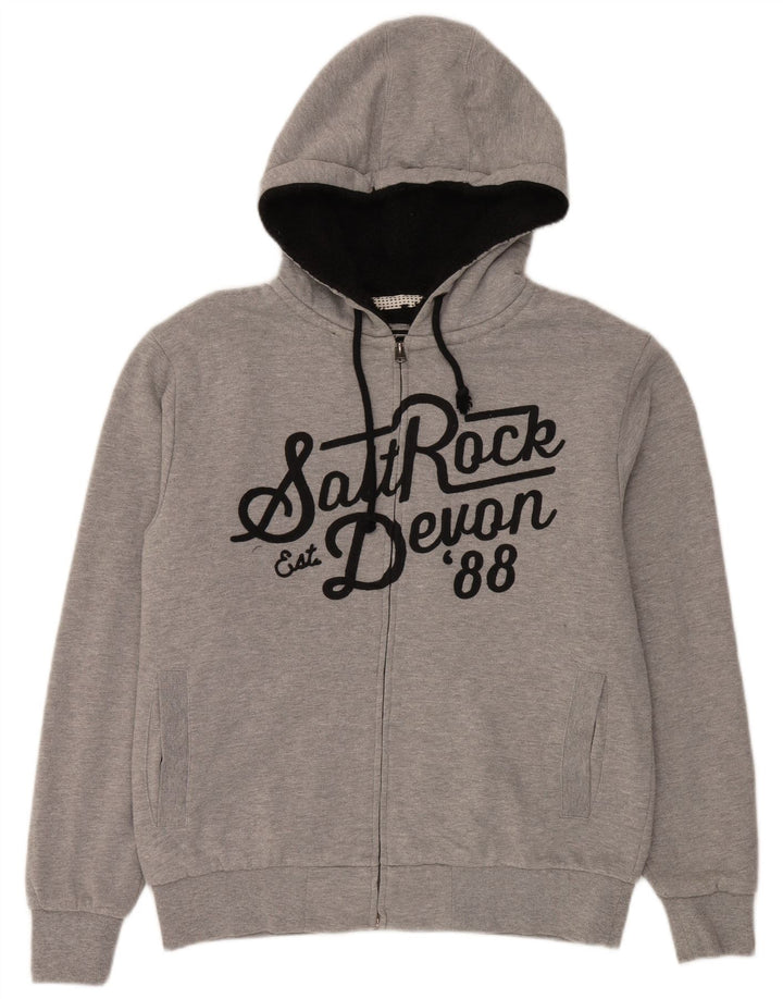 Ανδρικό πουλόβερ Saltrock Devon Graphic Sherpa Zip Hoodie Medium Grey Retro