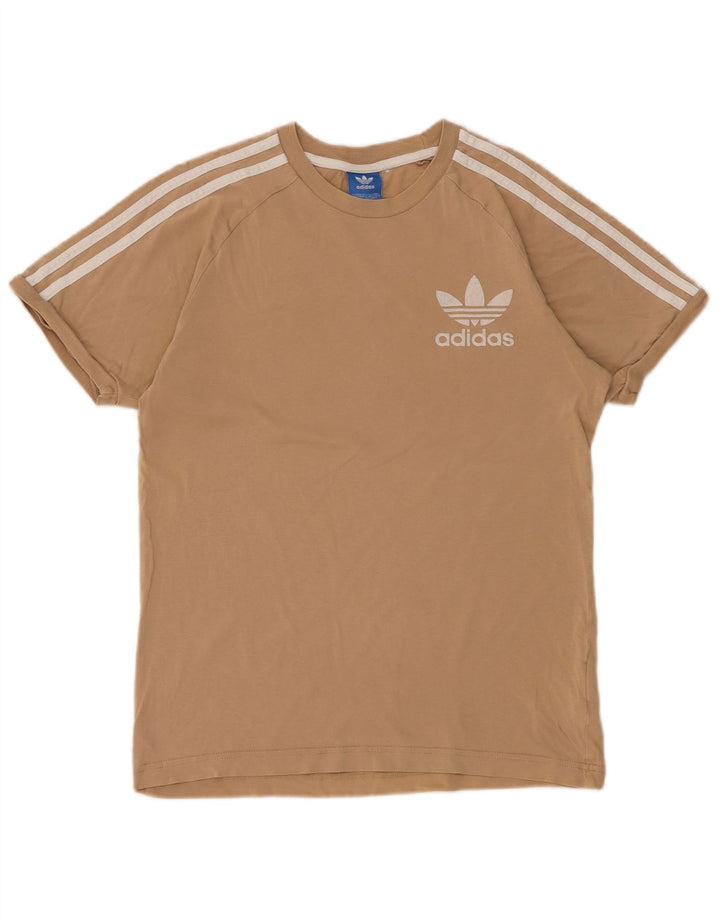 Γυναικείο T-Shirt ADIDAS Top UK 12 μεσαίο μπεζ βαμβακερό