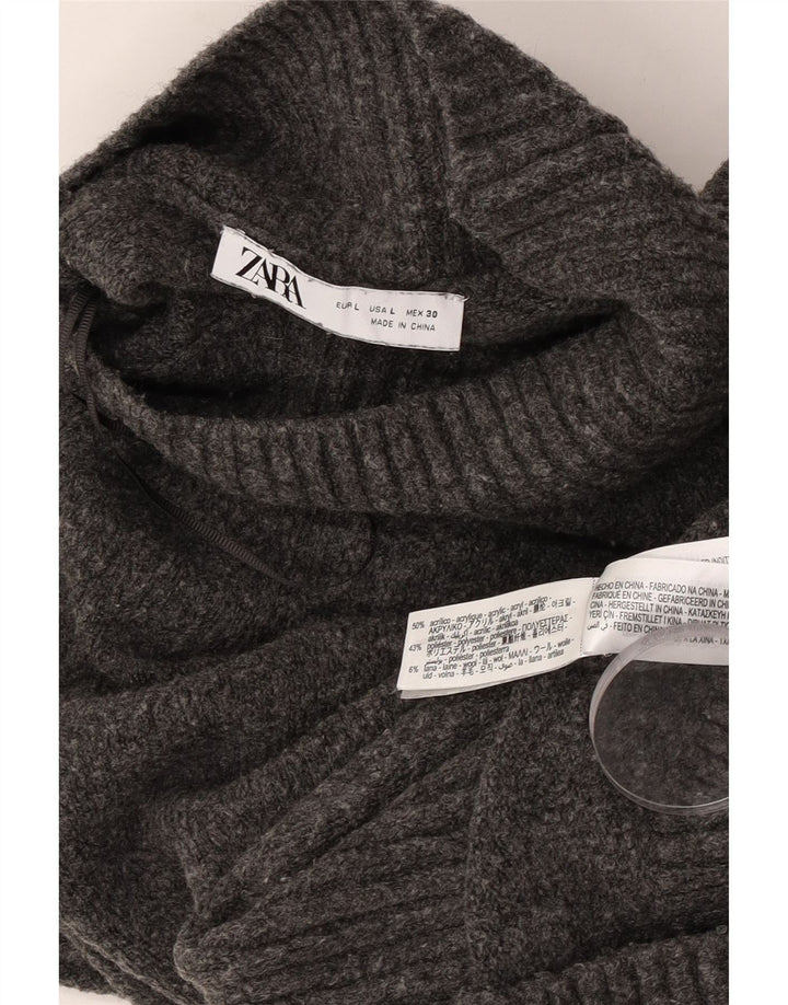 Zara Γυναικείο πουλόβερ με λαιμόκοψη μεγάλου μεγέθους χελώνας UK 16 Large Grey