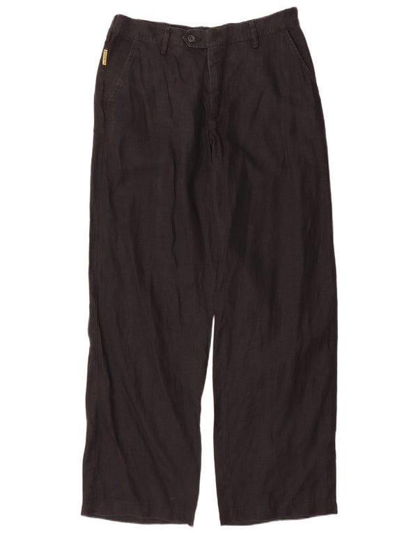 Armani Ανδρικό ίσιο παντελόνι UK 40 Medium W34 L33 Μαύρο λινό