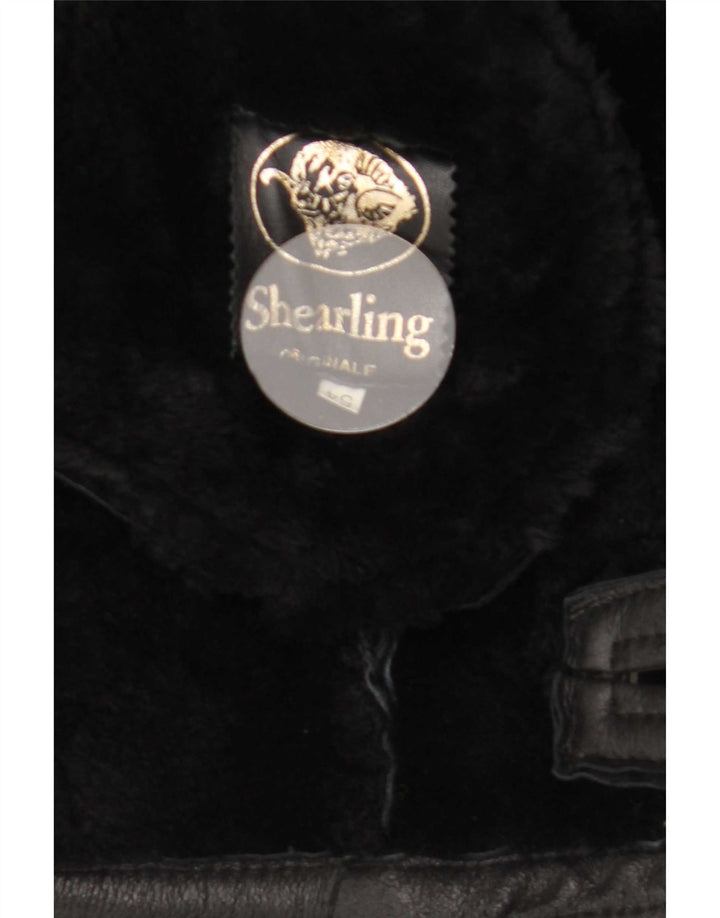 Vintage Ανδρικό Shearling Jacket IT 54 2XL Black Shearling