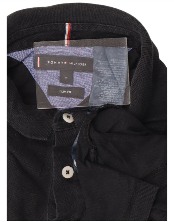 TOMMY HILFIGER Ανδρικό πουκάμισο Polo Slim Fit, μεσαίο μαύρο βαμβακερό