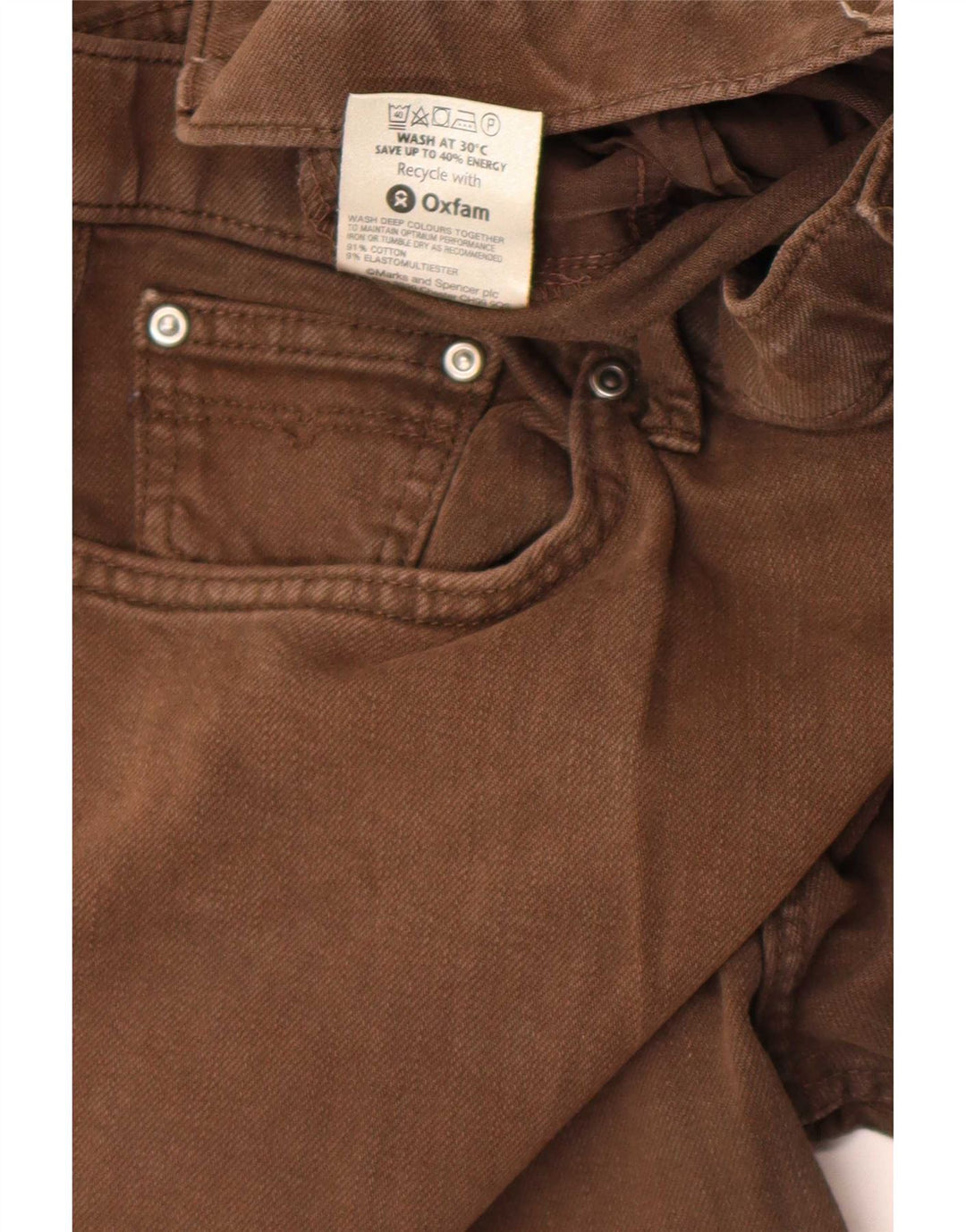 Marks & Spencer Womens Blue Harbor Straight Jeans W36 L31 Καφέ βαμβακερό