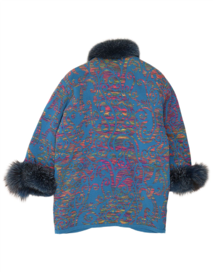 STIZZOLI Γυναικείο πλεκτό διπλό παλτό UK 20 2XL Blue Paisley