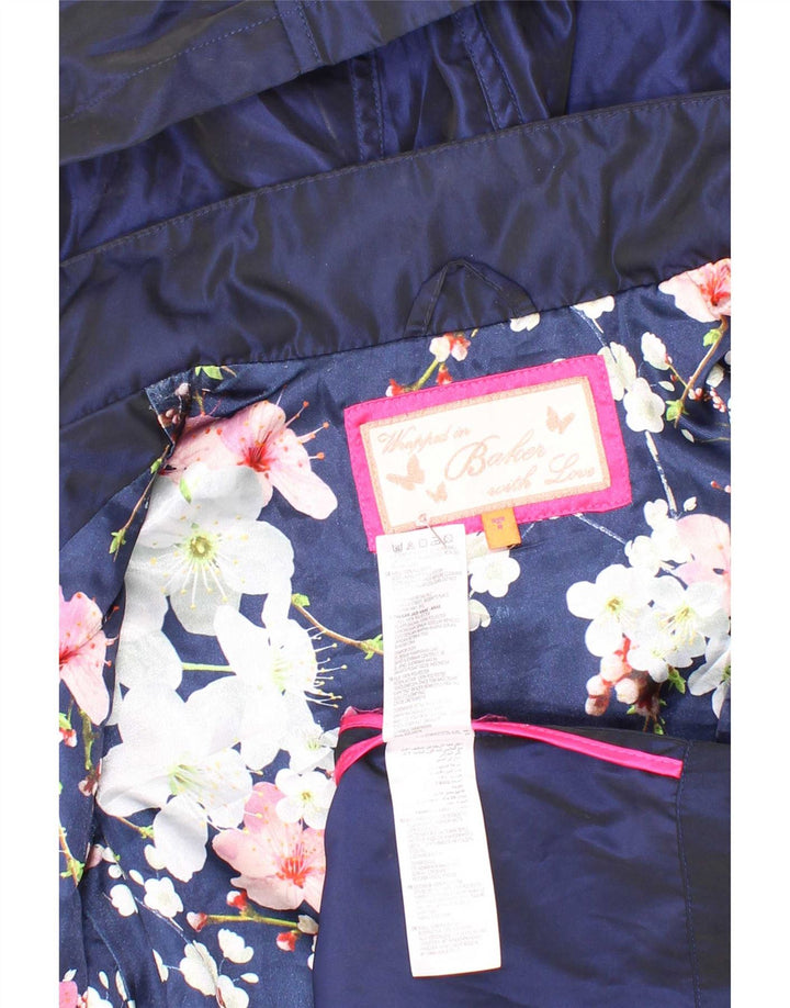 Ted Baker Girls Hooded Raincoat 7-8 Years Navy Blue