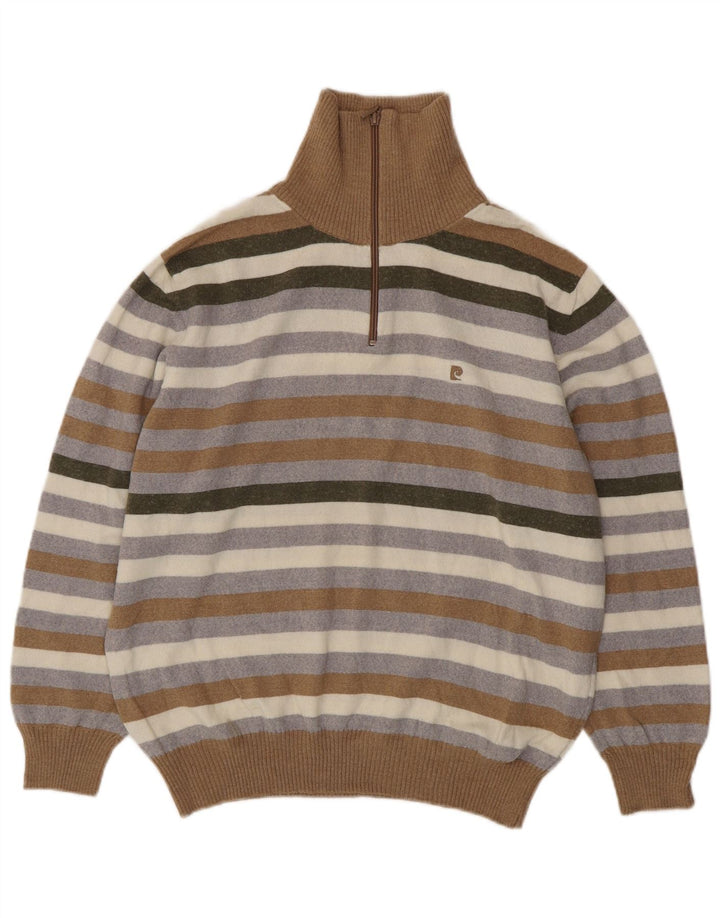 Pierre Cardin Ανδρικό πουλόβερ με φερμουάρ XL πολύχρωμο ακρυλικό ριγέ