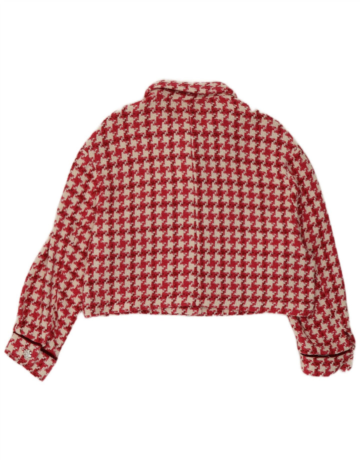 Zara Γυναικείο μπουφάν Bolero UK 14 Μεσαίο κόκκινο βαμβακερό Houndstooth