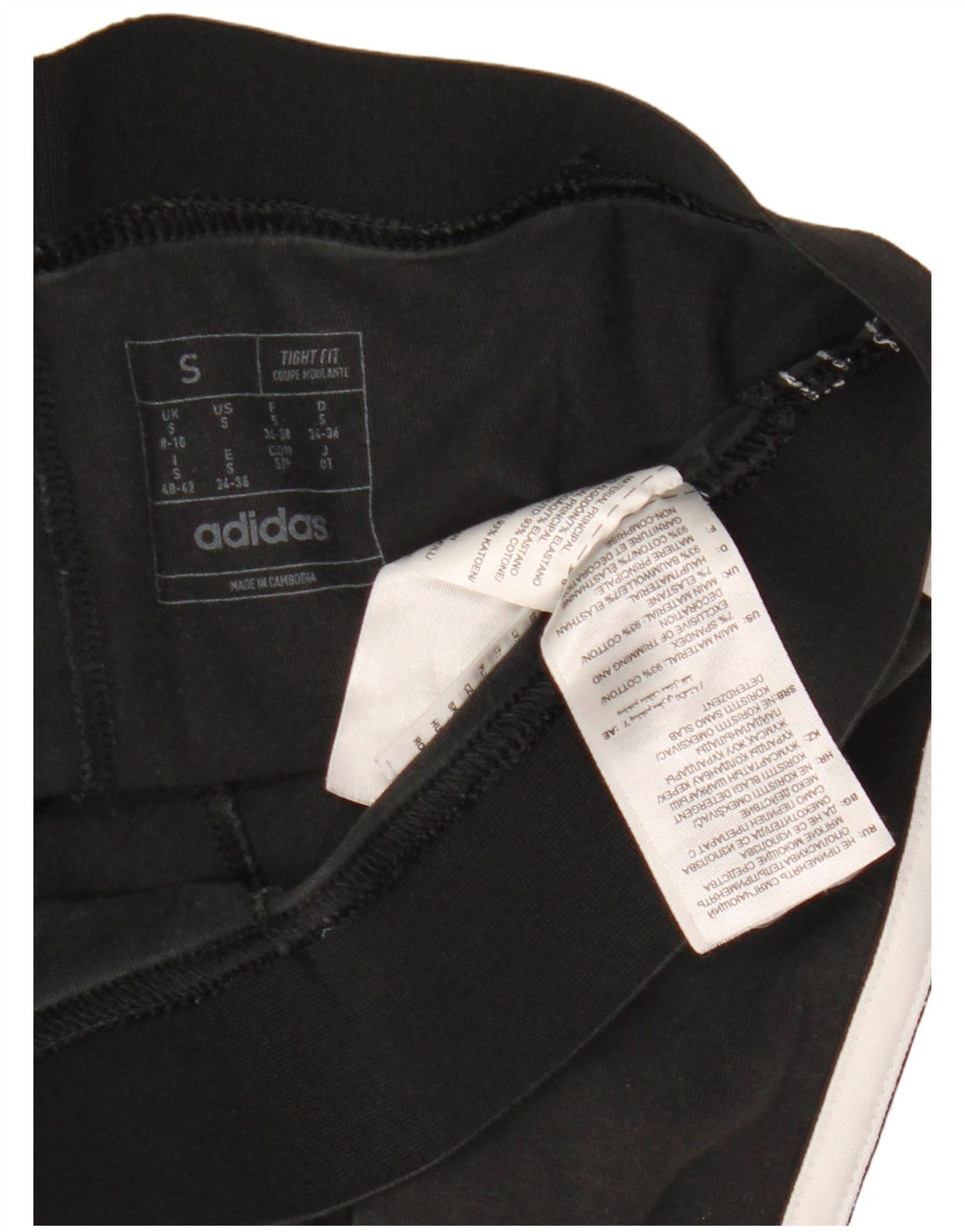 Γυναικείο κολάν ADIDAS στενή εφαρμογή UK 8/10 Μικρό μαύρο βαμβακερό