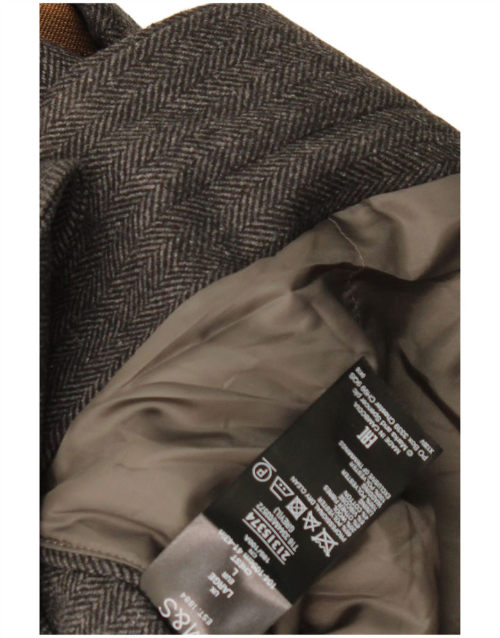 Ανδρικό πανωφόρι Marks & Spencer UK 40 Large Grey Ψαροκόκκαλο Classic
