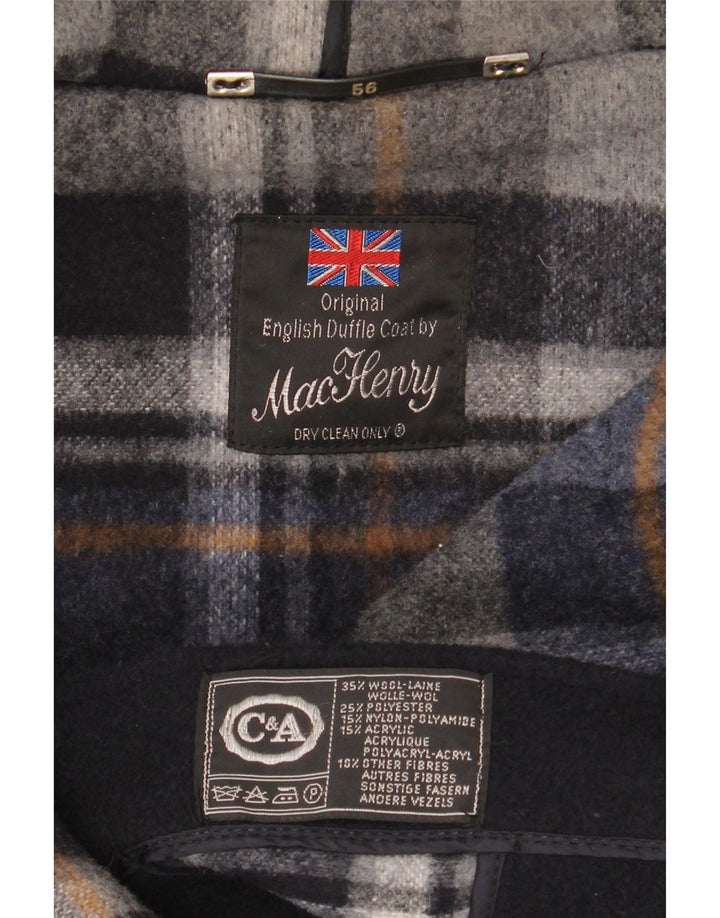 C&A Ανδρικό παλτό Duffle με κουκούλα EU 56 3XL Navy Blue Wool