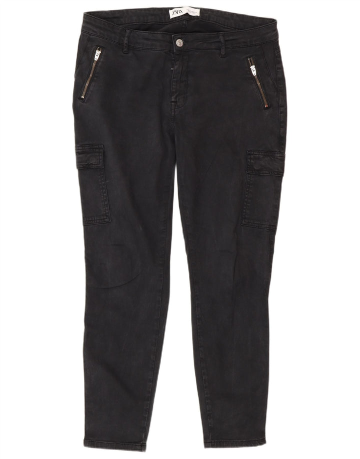 Zara Γυναικείο Skinny Cargo Παντελόνι EU 40 Medium W30 L29 Μαύρο