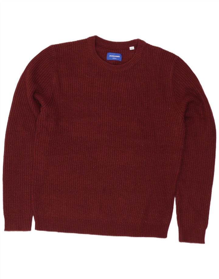 Jack & Jones Ανδρικό πουλόβερ με λαιμόκοψη μεσαίου μπορντό ακρυλικό
