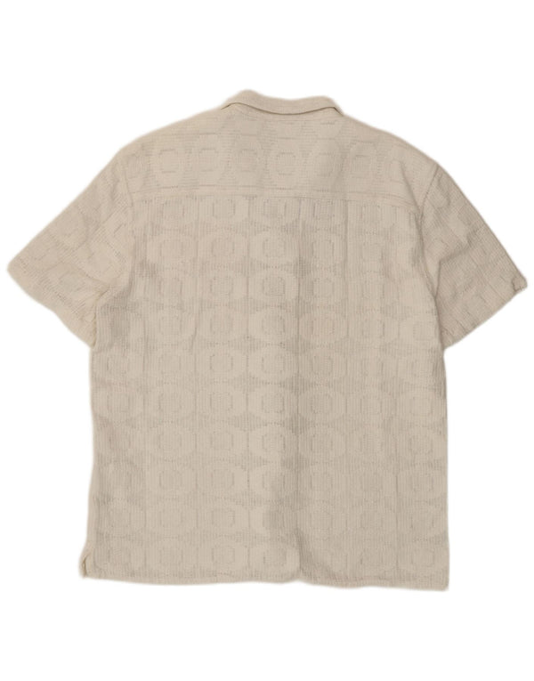 Ανδρικό κοντομάνικο πουκάμισο Zara XL Λευκό γεωμετρικό βαμβακερό