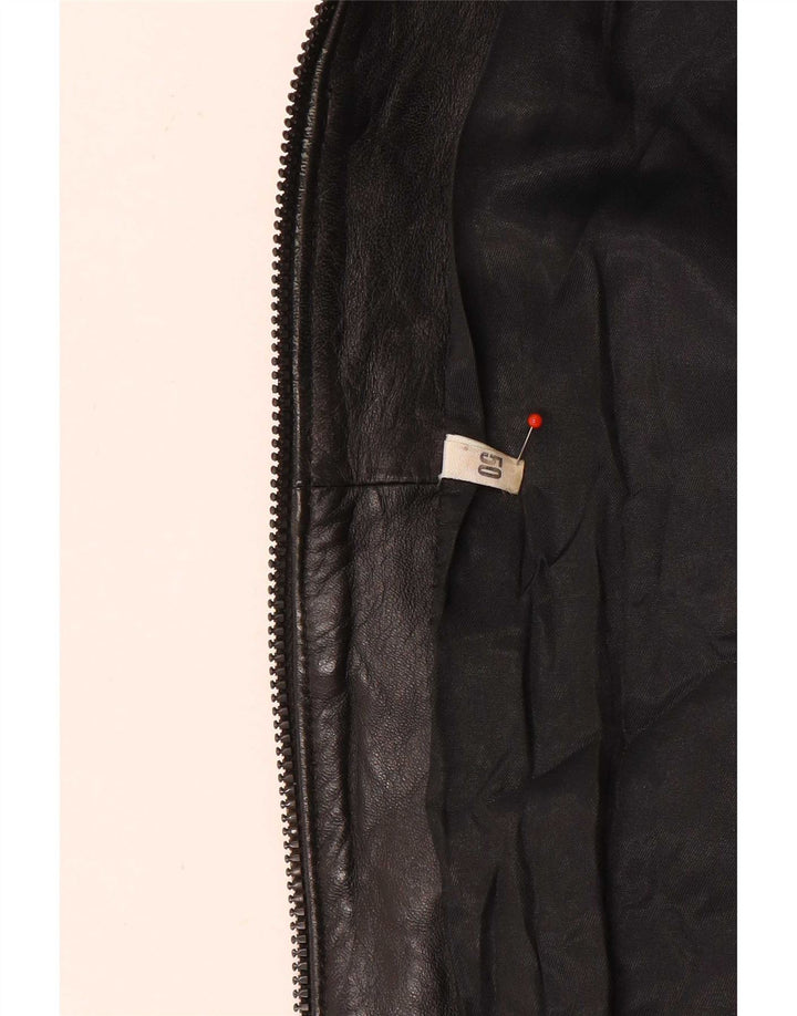 Vintage Γυναικείο Oversized Δερμάτινο Μπουφάν IT 50 XL Μαύρο