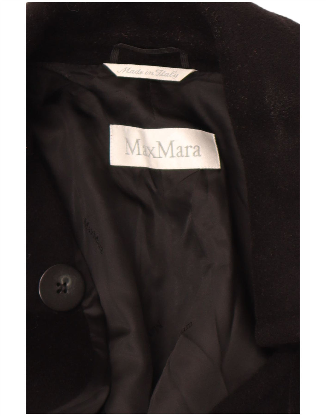 Max Mara Γυναικείο μάλλινο παλτό με διπλό στήθος UK 12 Medium Black Wool Classic