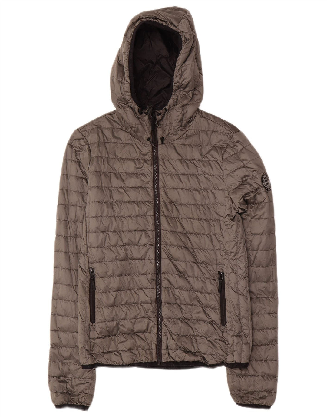 Γυναικείο μπουφάν με κουκούλα SUPERDRY UK 10 Small Grey Nylon