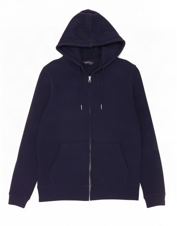 Marks & Spencer Womens Zip Hoodie Sweater UK 12 Medium Navy Blue Cotton