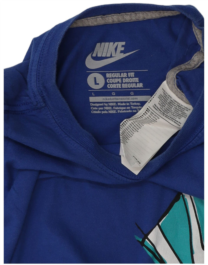Ανδρικό μπλουζάκι NIKE με κανονική εφαρμογή γραφικό μπλουζάκι μεγάλο μπλε βαμβακερό