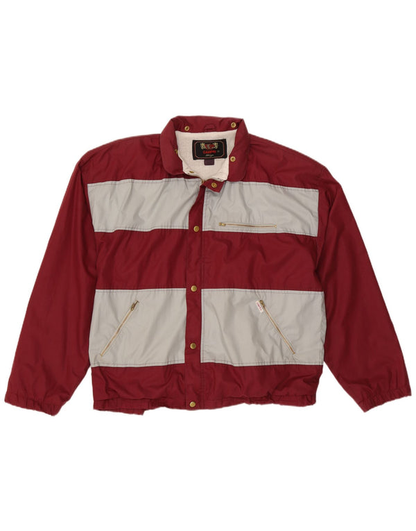 CAMPRI Ανδρικό μπουφάν μπουφάν με κουκούλα UK 40 μεγάλο μπορντό ριγέ πολυεστέρα