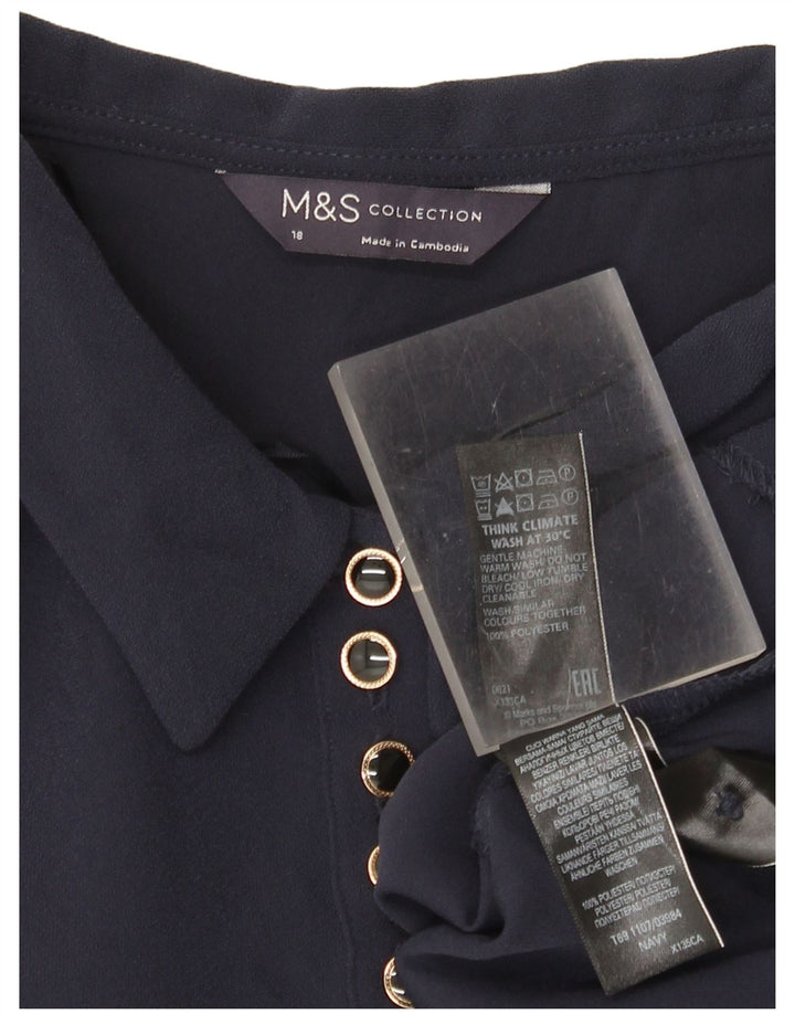 Marks & Spencer Γυναικείο μακρυμάνικο φόρεμα Shift UK 18 XL Navy Blue Polyester