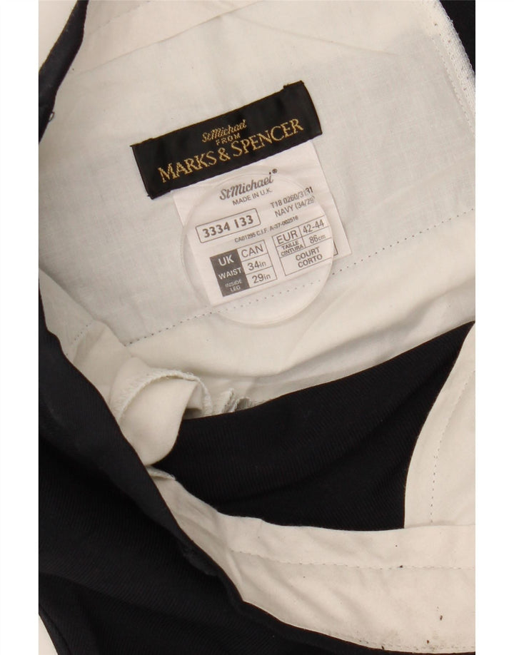 Ανδρικό ίσιο παντελόνι Chino Marks & Spencer W34 L29 Navy Blue Polyester