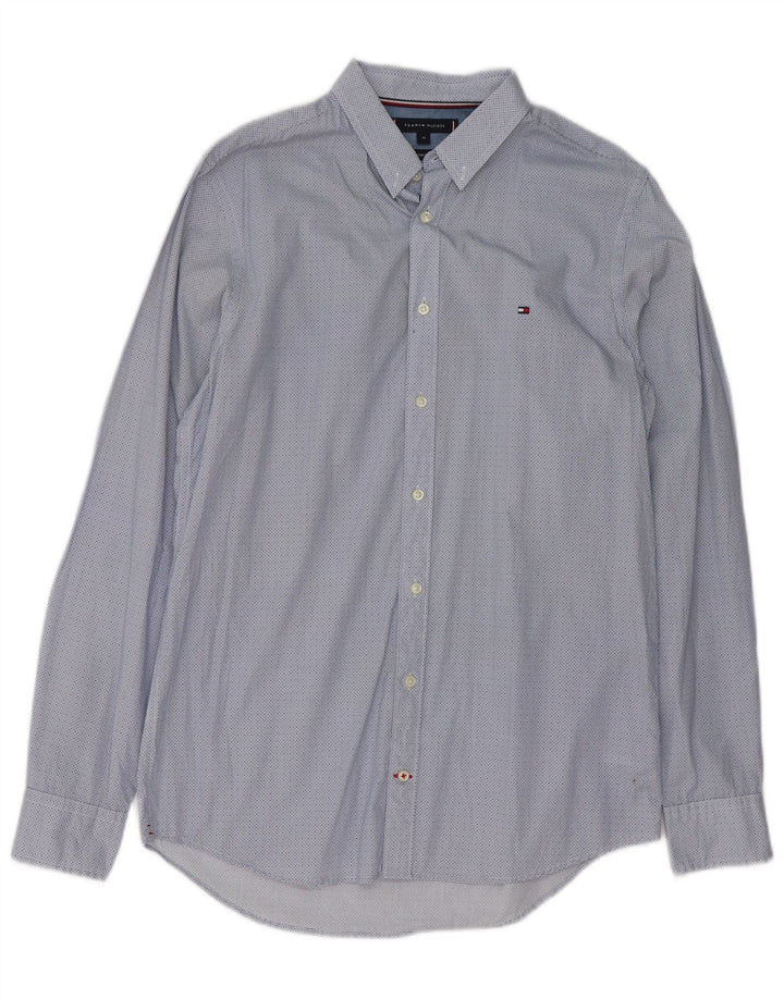 Ανδρικό πουκάμισο Tommy Hilfiger Slim Fit Βαμβακερό μεσαίο μπλε με στίγματα