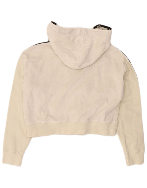 Champion Womens Graphic Crop Zip Hoodie πουλόβερ UK 14 Medium White