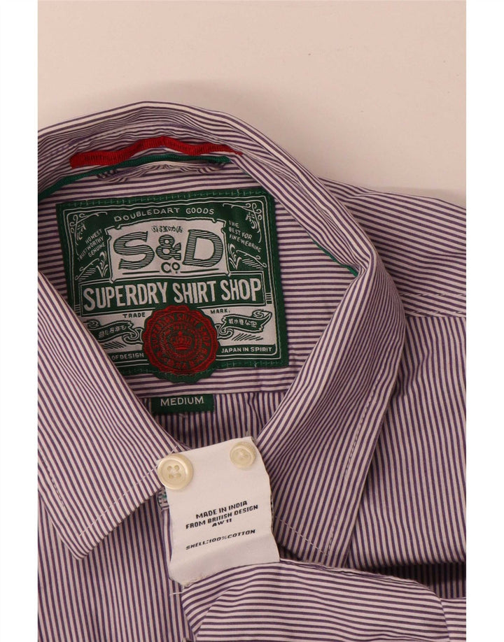 Ανδρικό πουκάμισο κανονικής εφαρμογής Superdry Βαμβακερό μεσαίο μωβ ρίγες