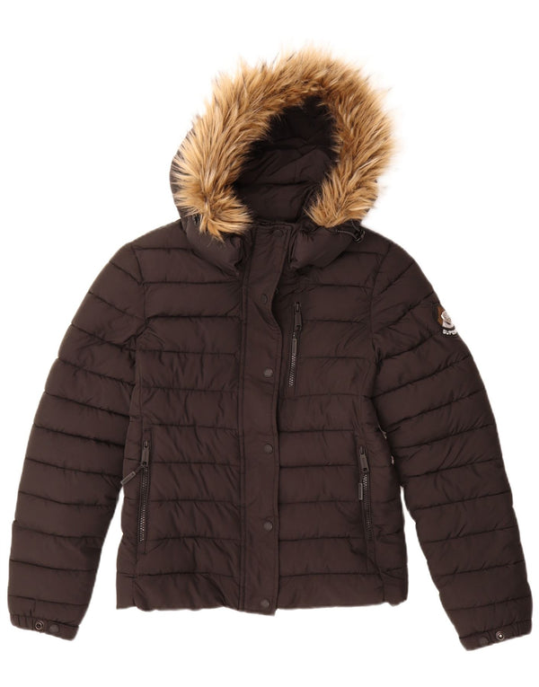 Γυναικείο μπουφάν με κουκούλα Superdry UK 10 Small Black Nylon
