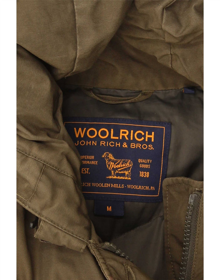 Woolrich Γυναικείο παλτό με κουκούλα με επένδυση UK 14 μεσαίο χακί βαμβάκι