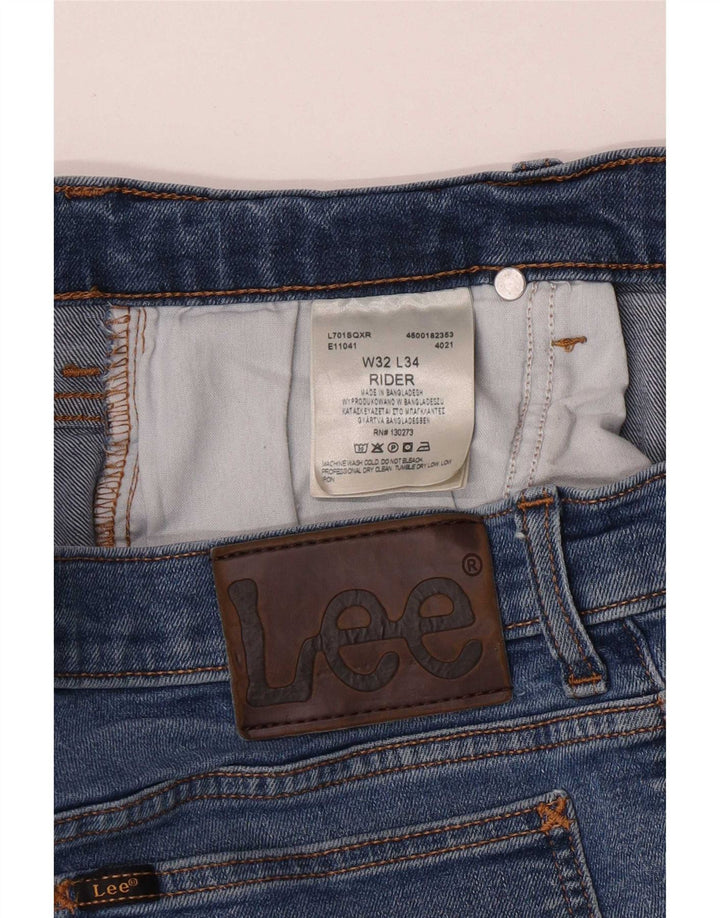Lee Mens Rider Distressed Slim Jeans W32 L31 Blue Cotton